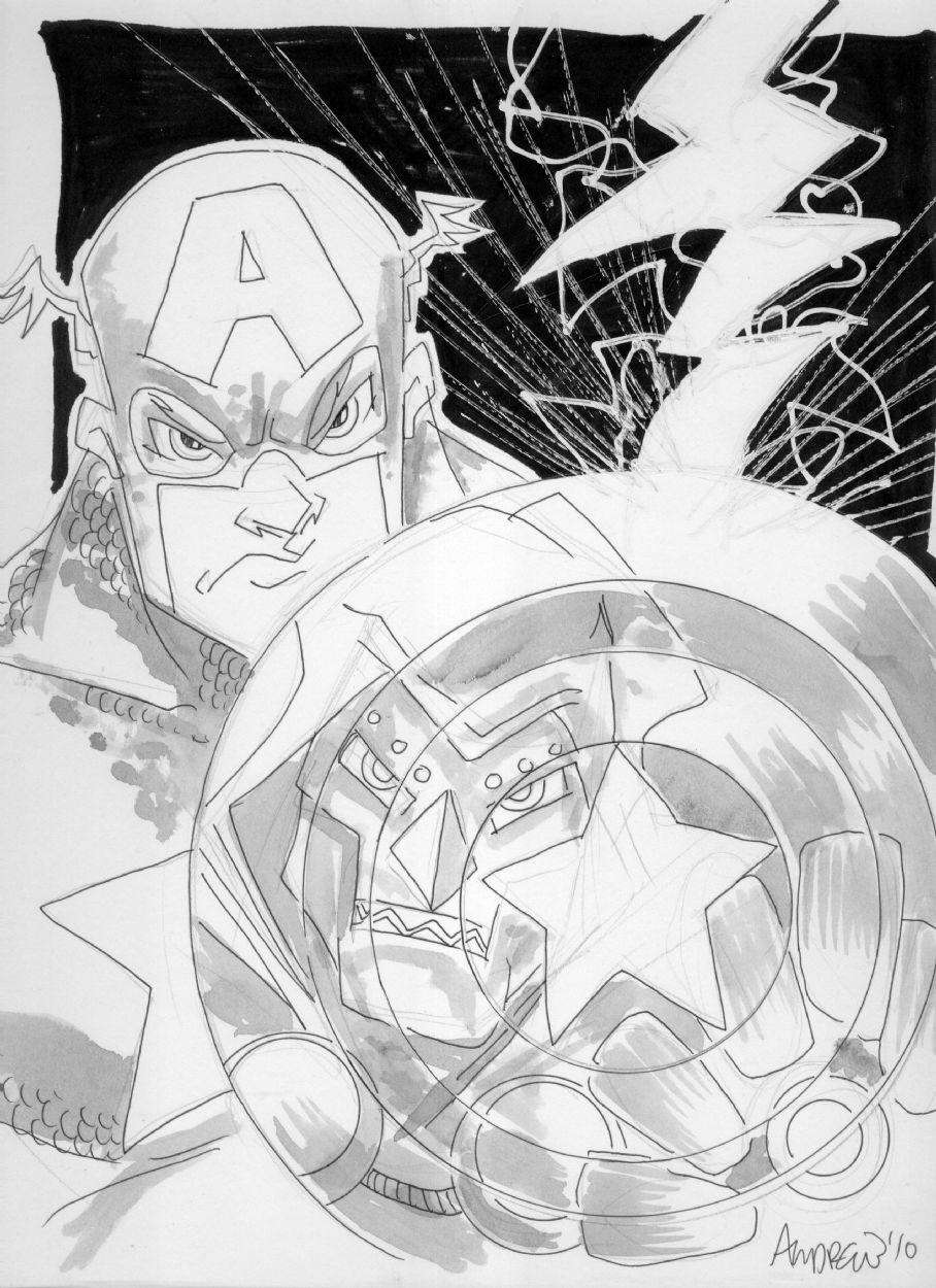 Captain America and Dr. Doom, in Trish O's Others Comic Art Gallery Room
